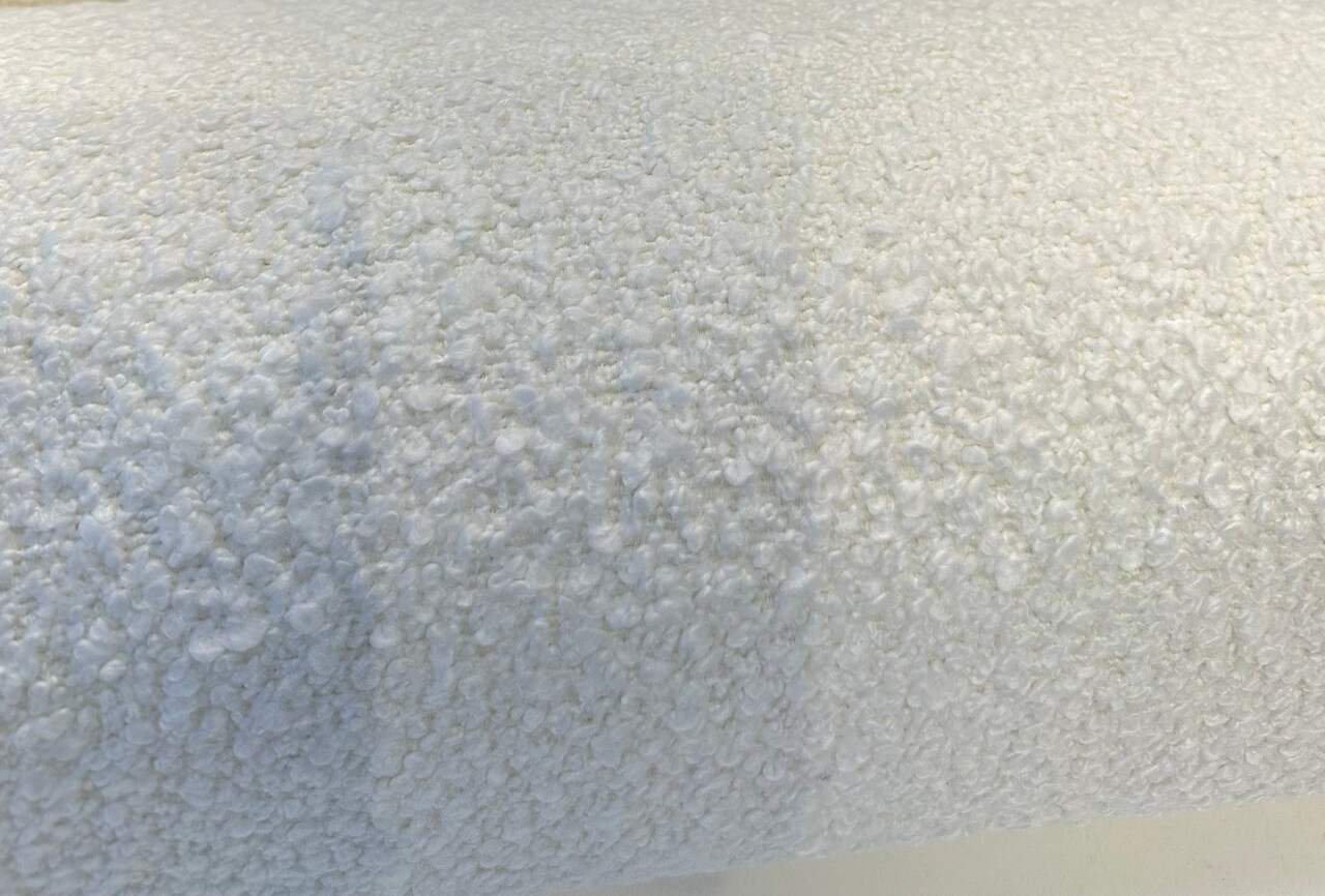 1 Yard Heavy Textured White Cream Boucle Upholstery Fabric Soft Curly Surface 54"-56" Width